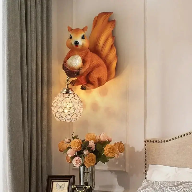 Golden Squirrel Wall Lamp