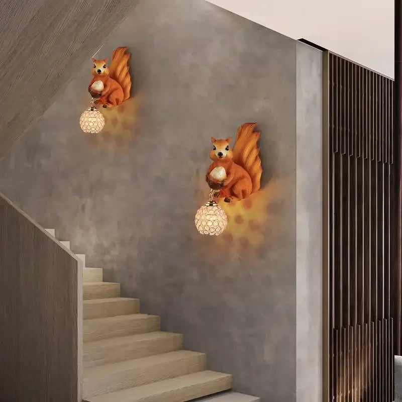 Golden Squirrel Wall Lamp