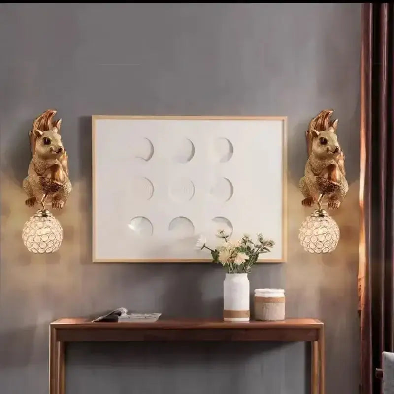 Golden Squirrel Wall Lamp