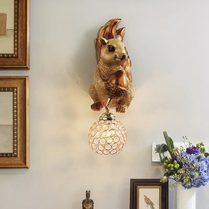 Golden Squirrel Wall Lamp
