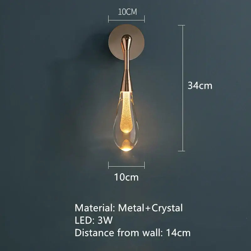Gold Crystal Wall Sconce 34x10cm Rose Gold