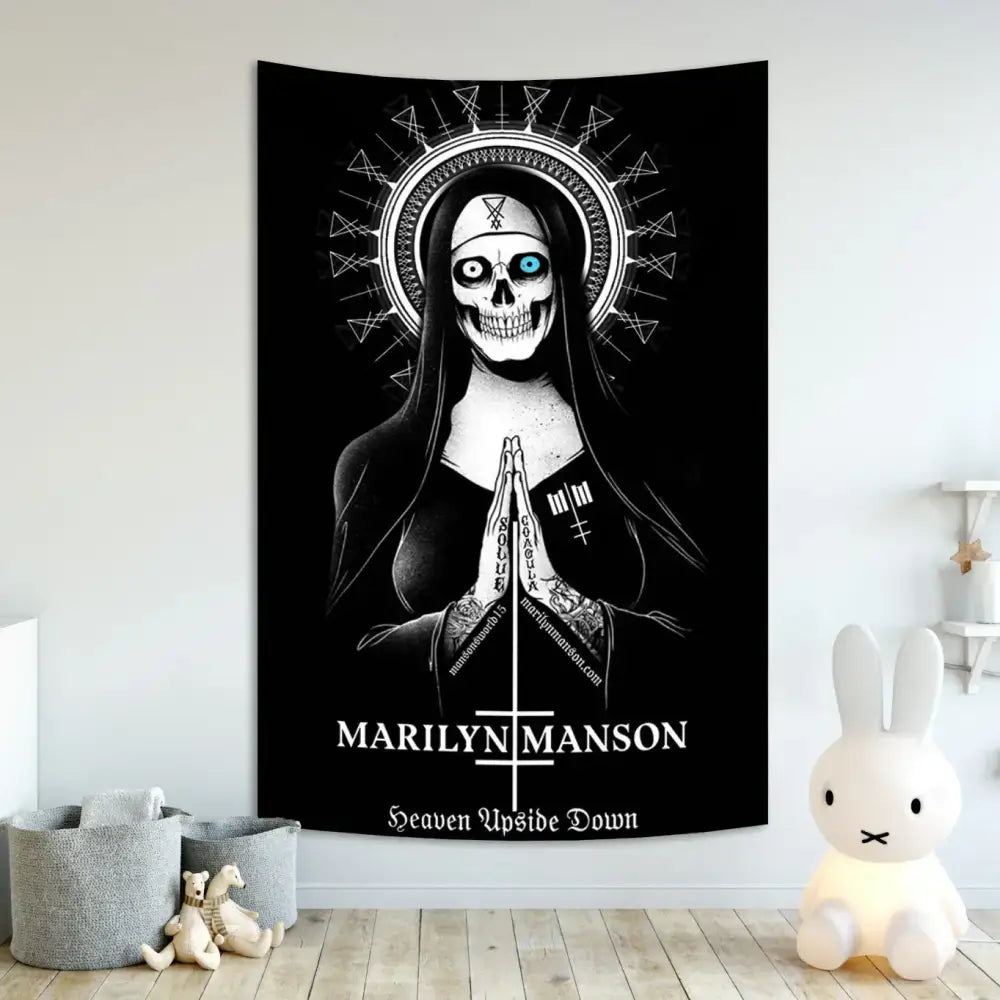 White Red Baphomet Tapestry