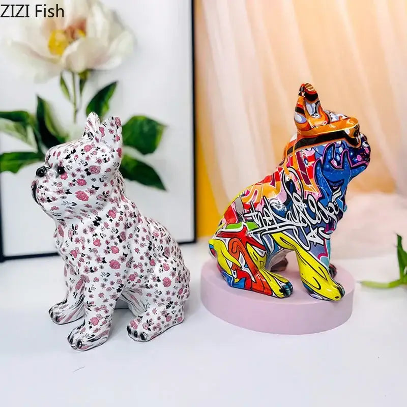 Graffiti Floral Bulldog Sculpture