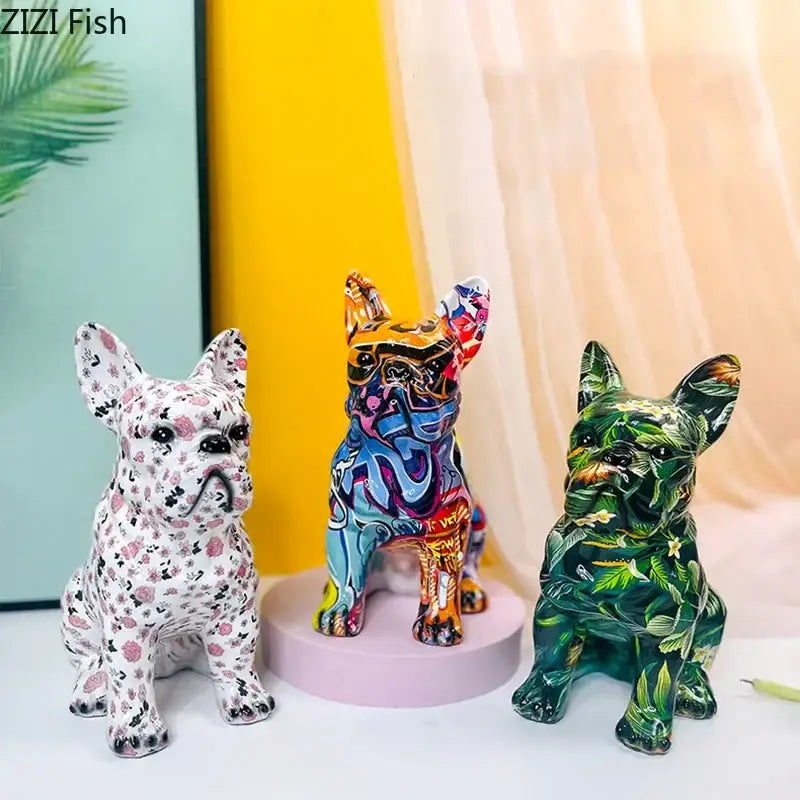 Graffiti Floral Bulldog Sculpture