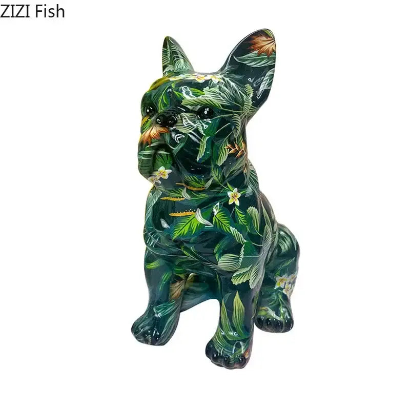 Graffiti Floral Bulldog Sculpture