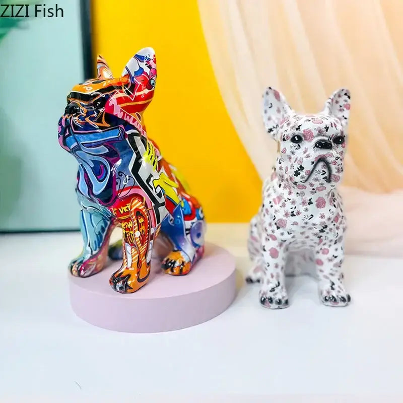 Graffiti Floral Bulldog Sculpture