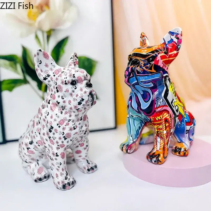 Graffiti Floral Bulldog Sculpture