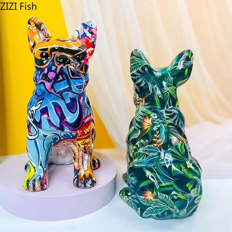 Graffiti Floral Bulldog Sculpture