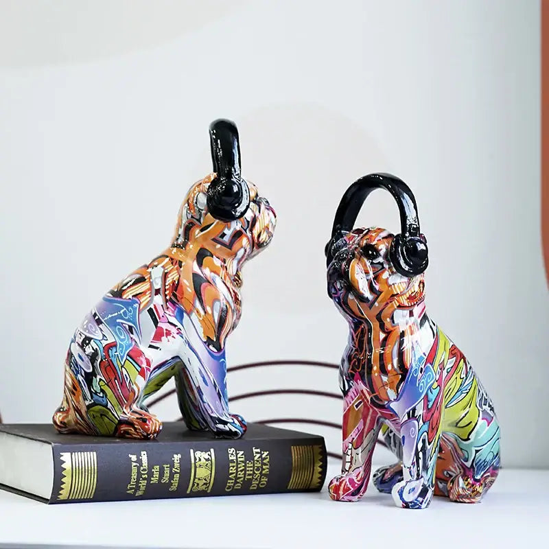 Graffiti Resin Bulldog Figurine