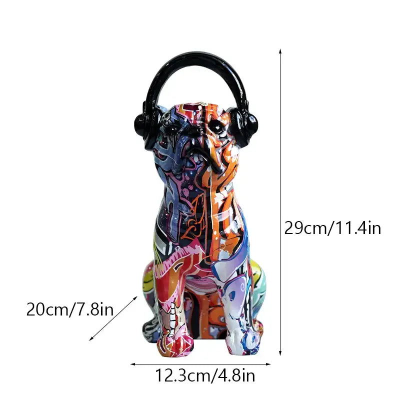 Graffiti Resin Bulldog Figurine