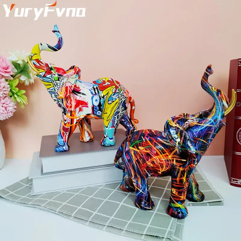 Graffiti Resin Elephant Sculpture