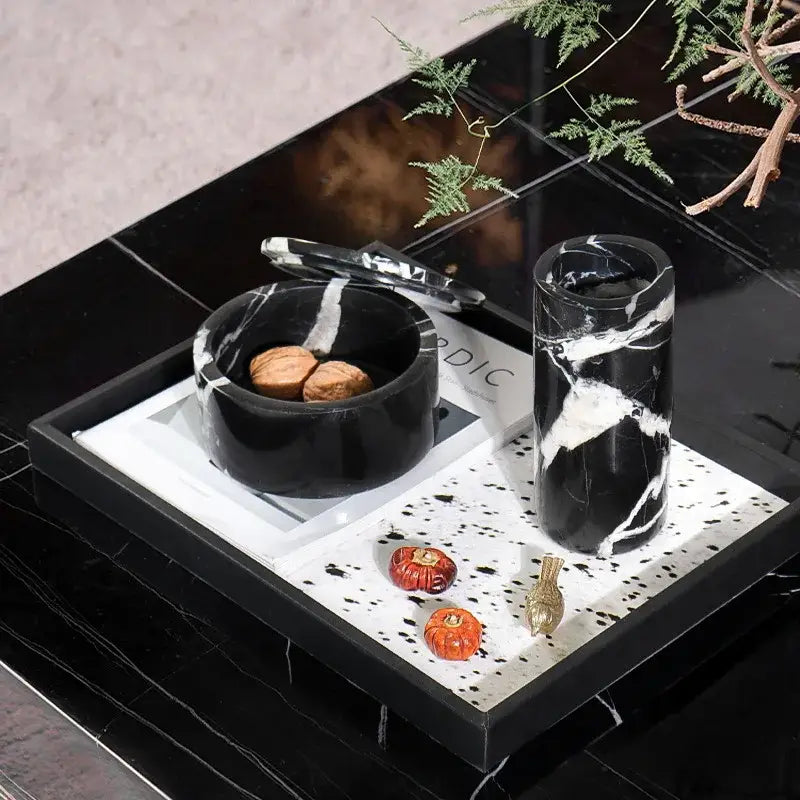 Black White Marble Jar