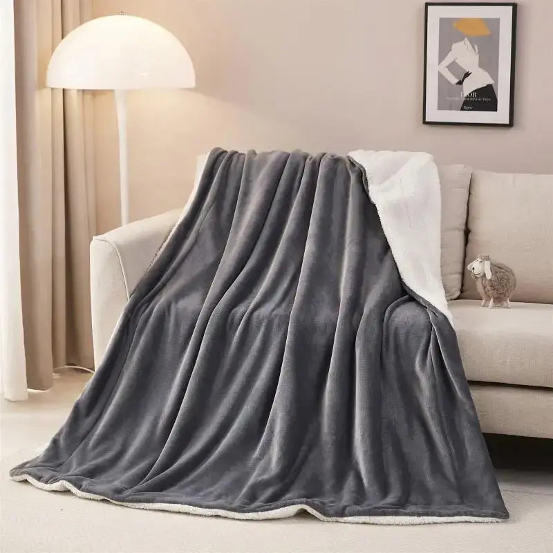 Gray Sherpa Twin Blanket