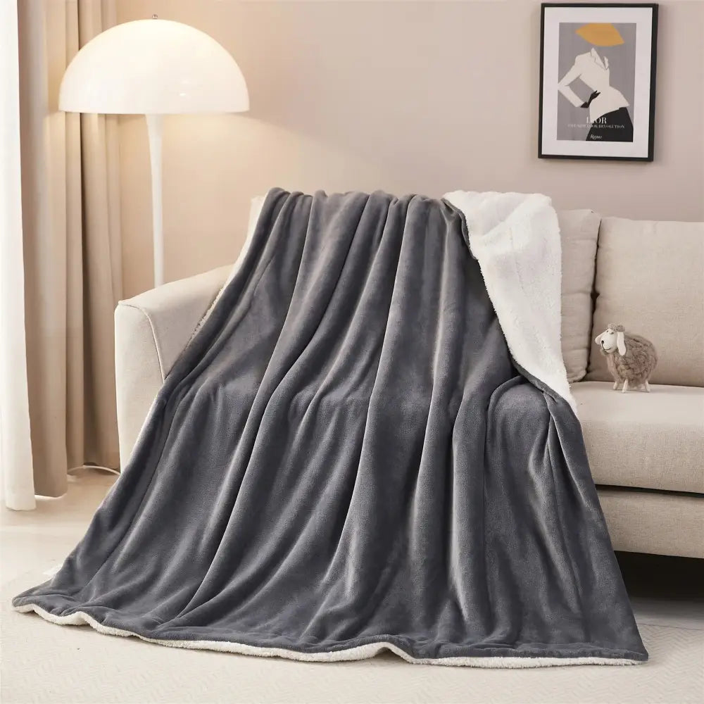 Gray Sherpa Twin Blanket