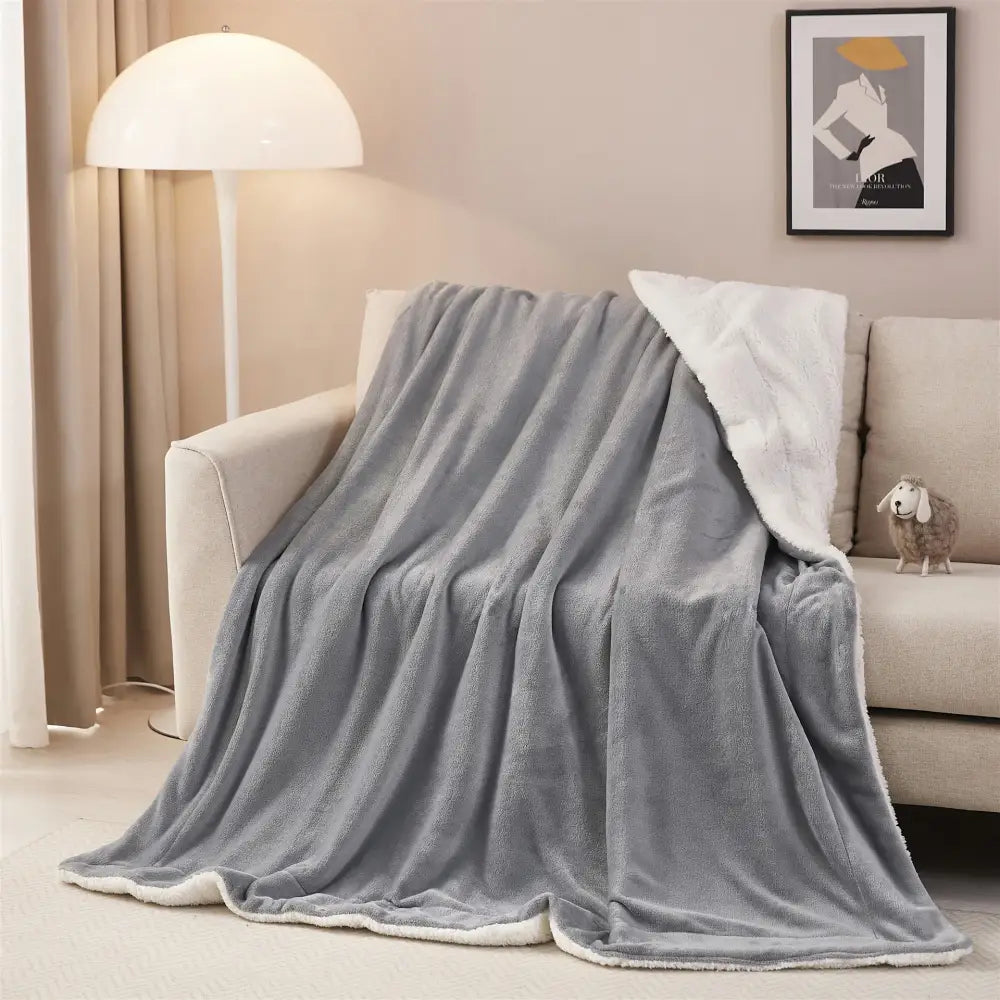 Gray Sherpa Twin Blanket