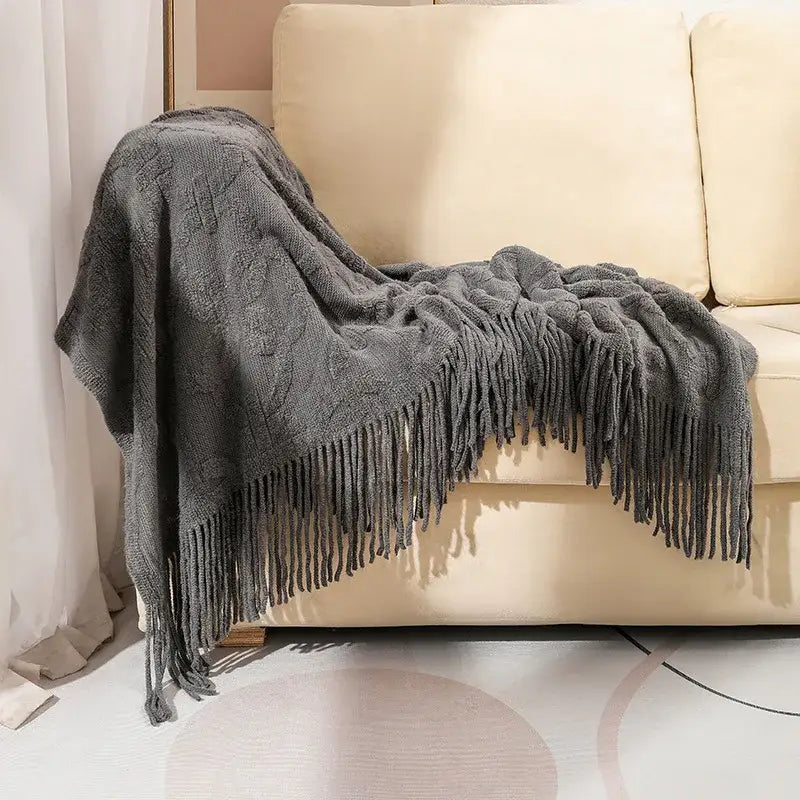 Gray Cable Knit Throw