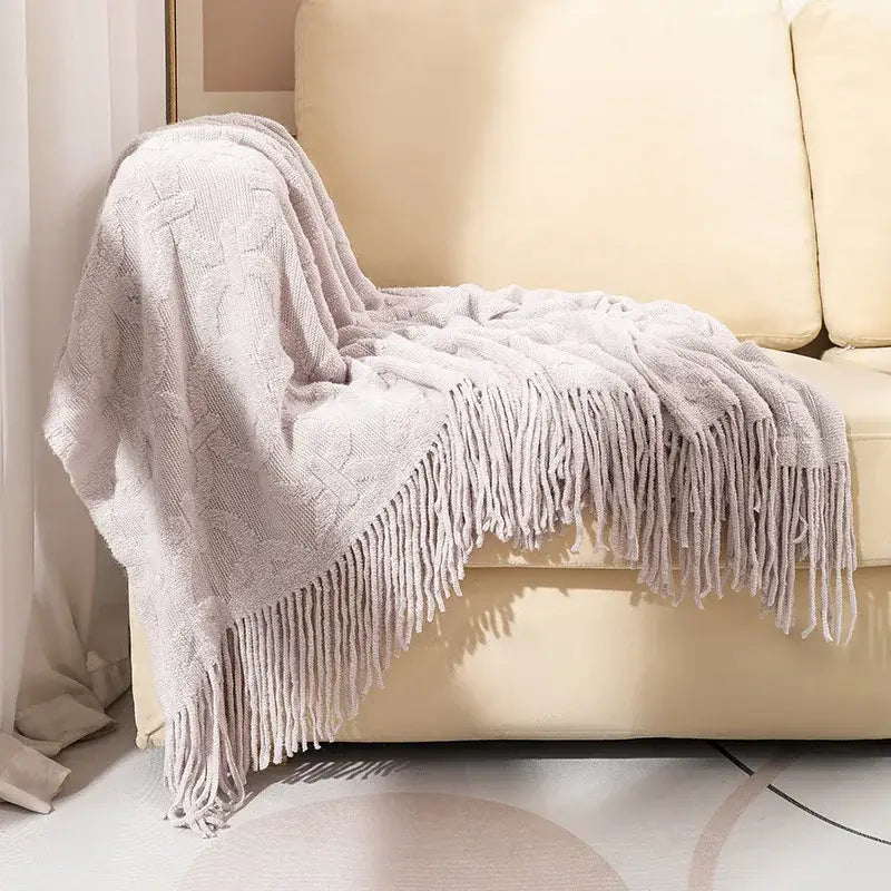 Gray Cable Knit Throw