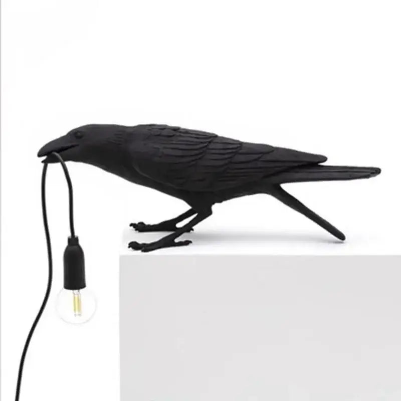Gray Bird Resin Table Lamp