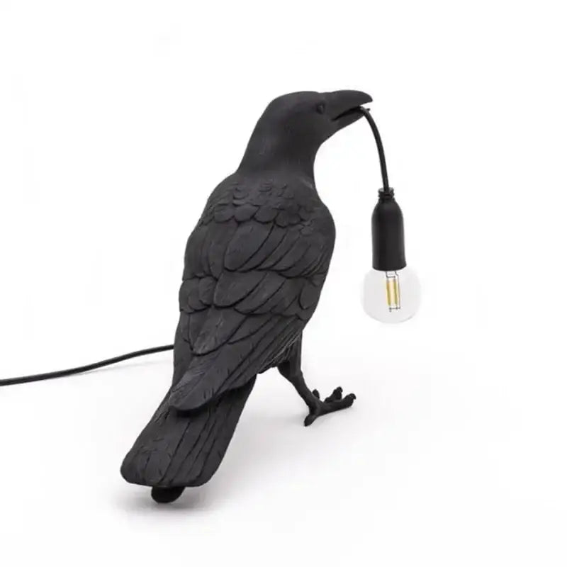 Gray Bird Resin Table Lamp