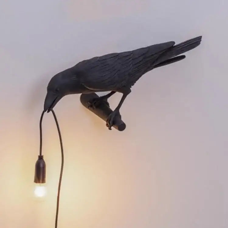 Gray Bird Resin Table Lamp