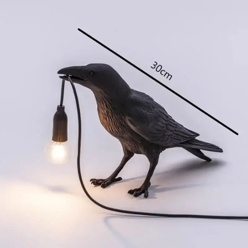 Gray Bird Resin Table Lamp