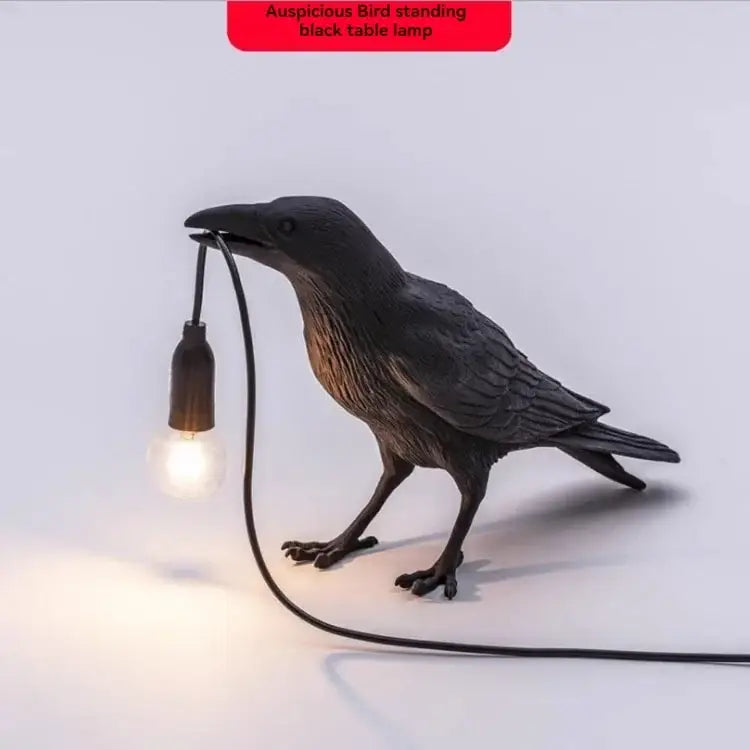 Gray Bird Resin Table Lamp
