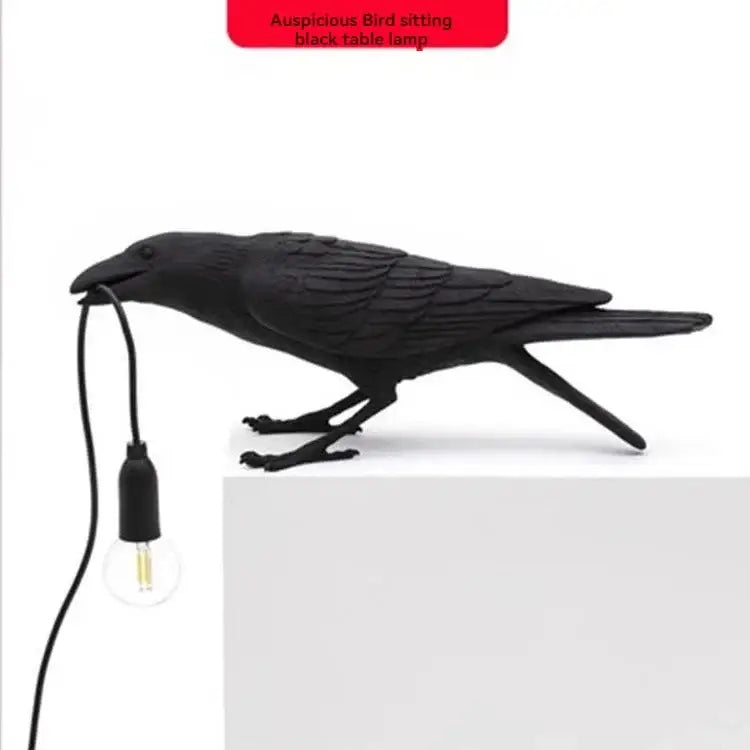 Gray Bird Resin Table Lamp