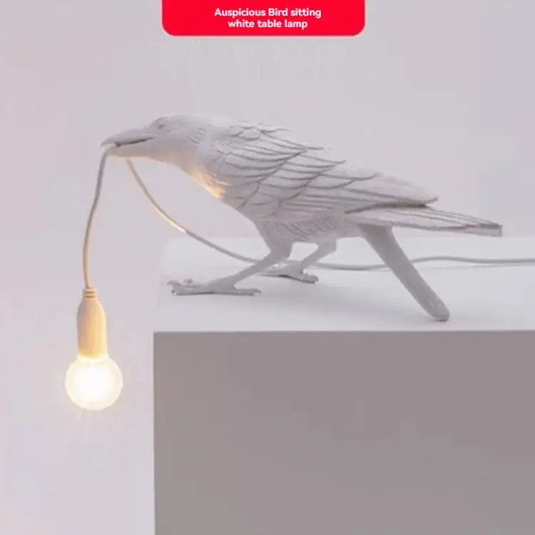 Gray Bird Resin Table Lamp