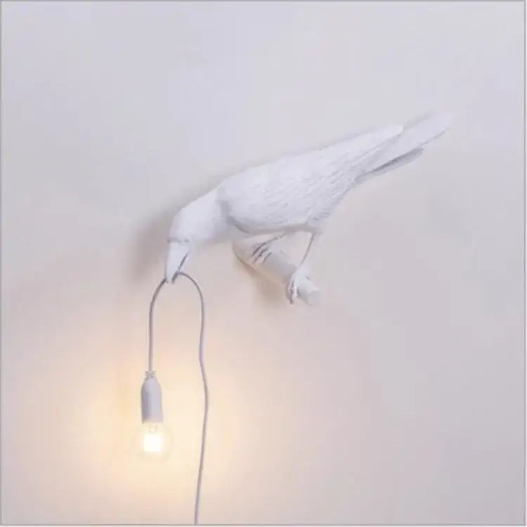 Gray Bird Resin Table Lamp
