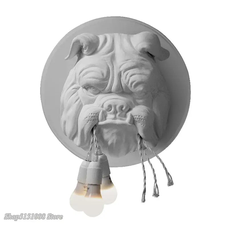 Gray Concrete Bulldog Lamp