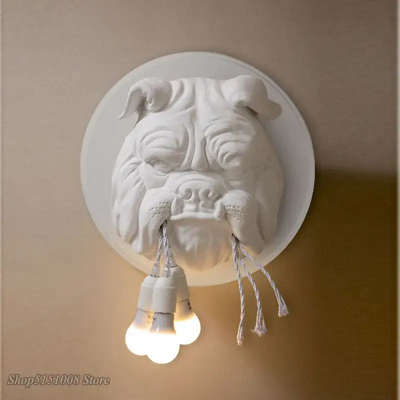 Gray Concrete Bulldog Lamp