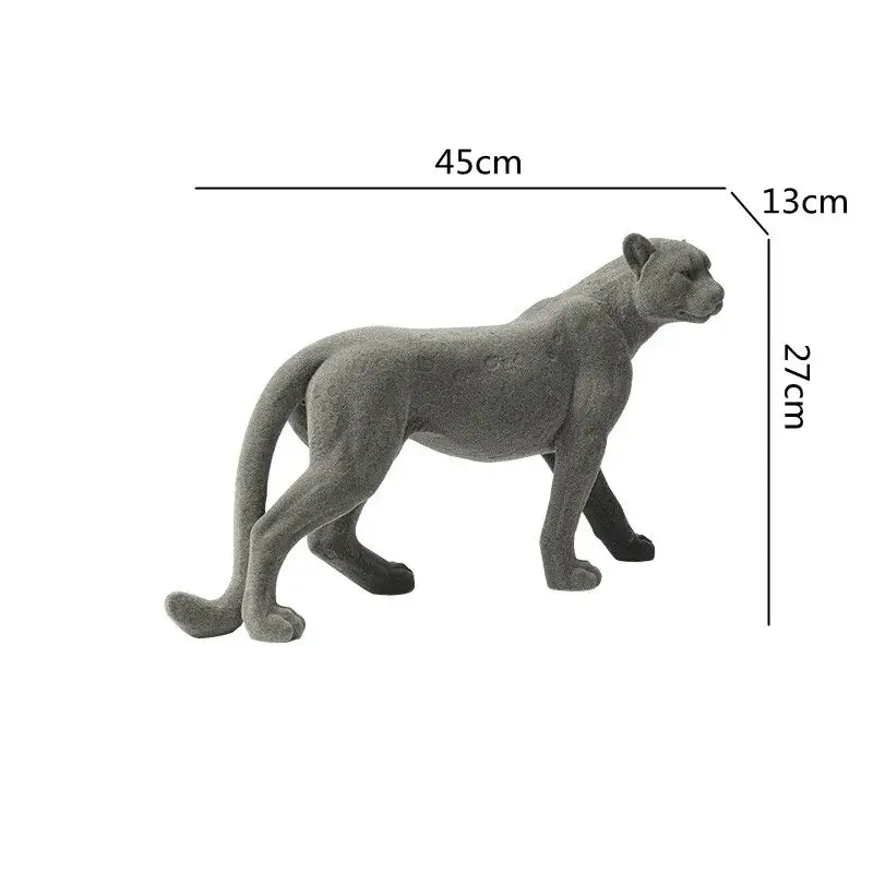 Gray Concrete Leopard Sculpture