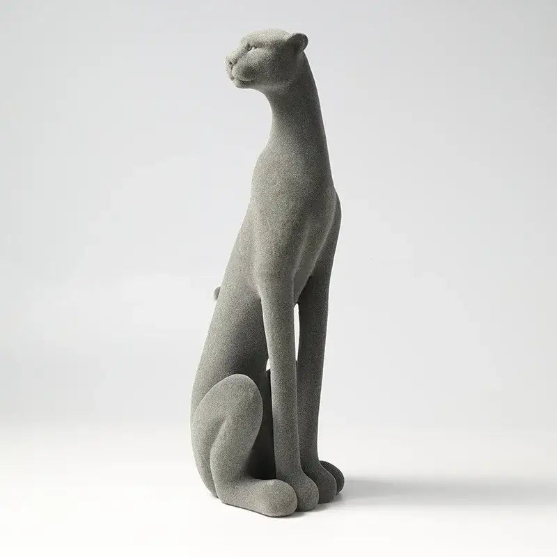 Gray Concrete Leopard Sculpture