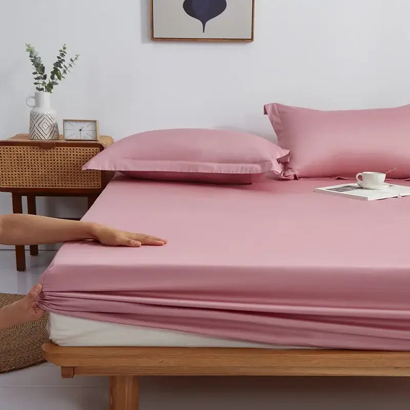 Gray Cotton Fitted Sheet Set