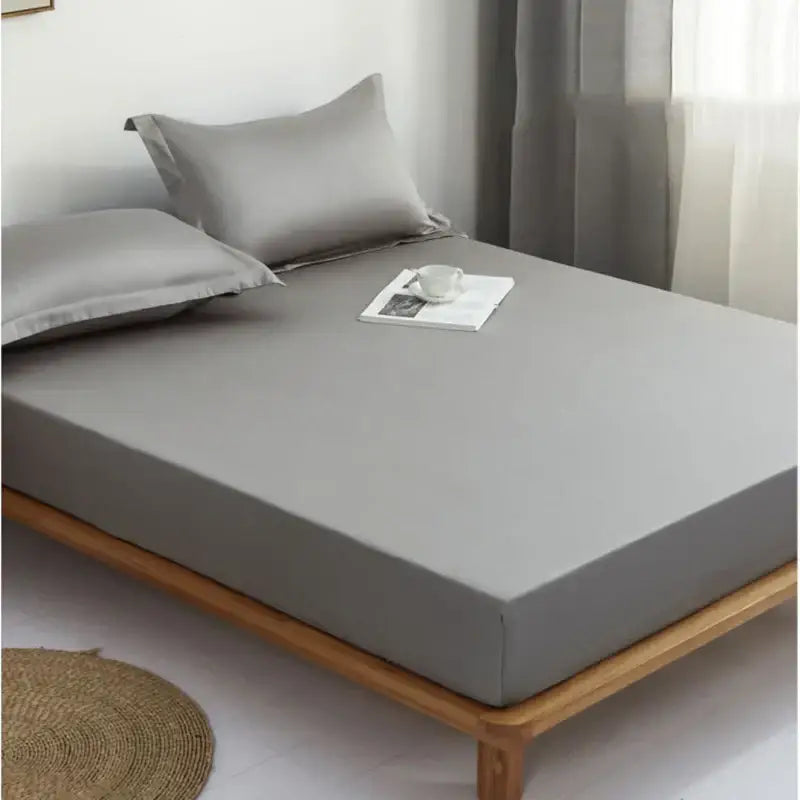 Gray Cotton Fitted Sheet Set