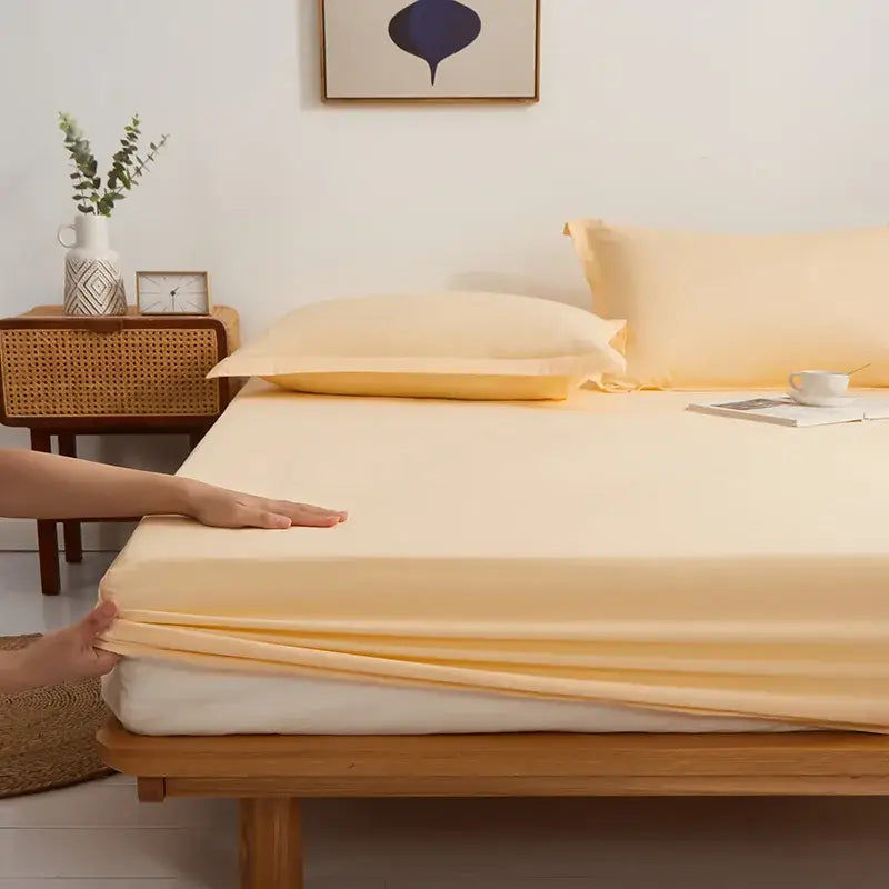 Gray Cotton Fitted Sheet Set