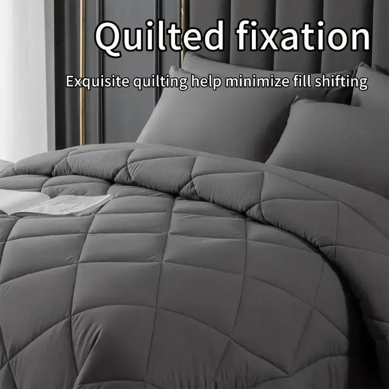 Gray Diamond Quilted Quilt Set