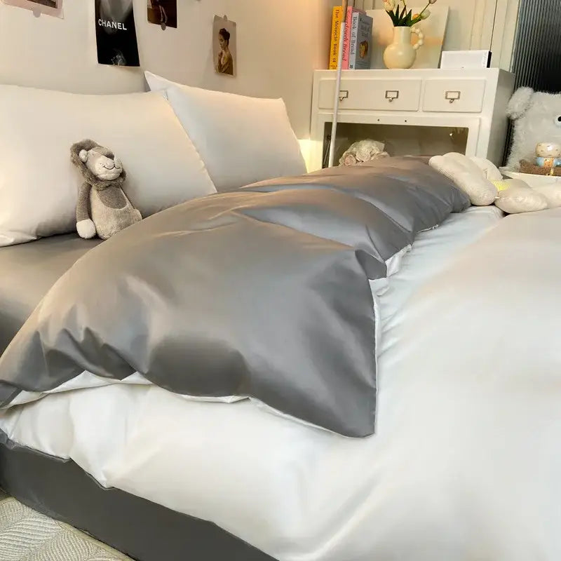 Gray Ice Silk Bedding Set