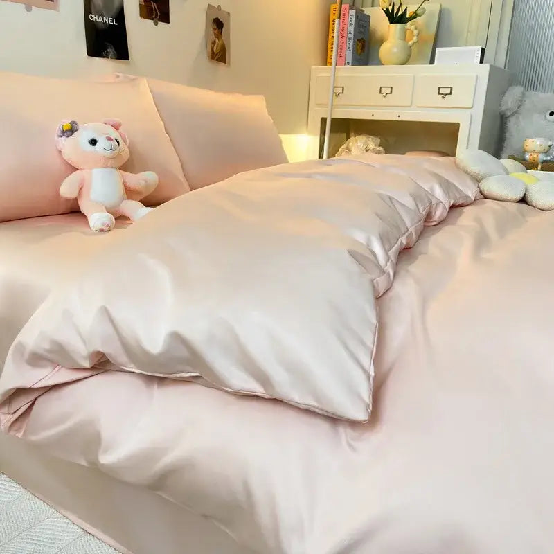 Gray Ice Silk Bedding Set
