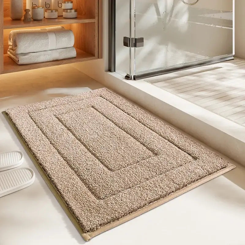 Gray Geometric Bath Mat