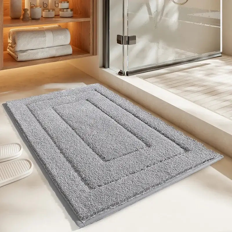 Gray Geometric Bath Mat