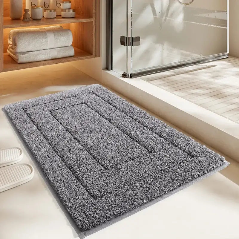 Gray Geometric Bath Mat