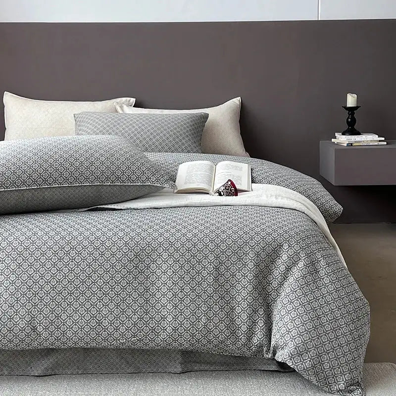 Gray Linen Jacquard Bedding