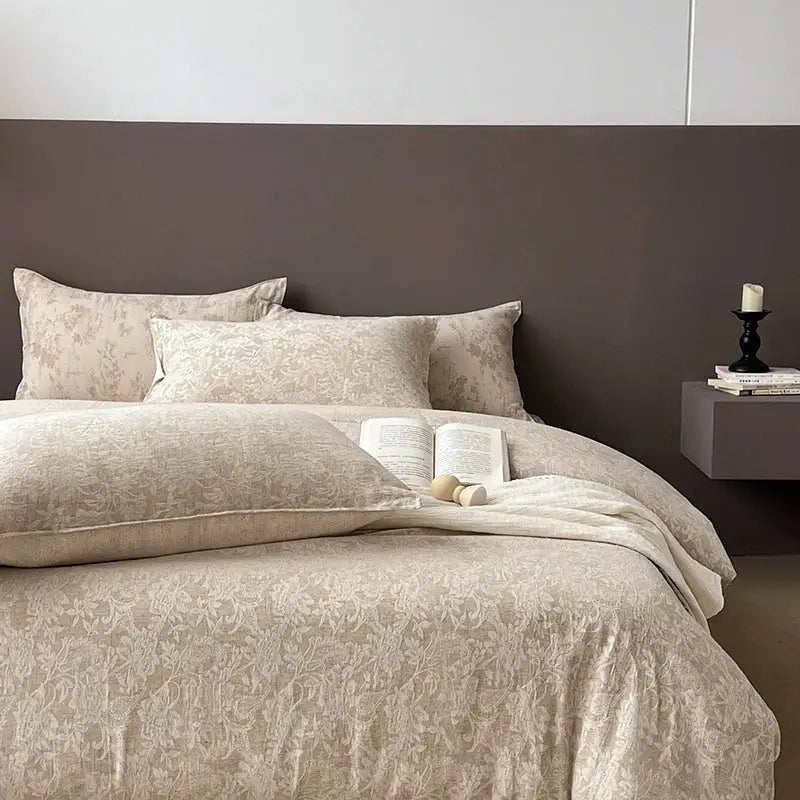 Gray Linen Jacquard Bedding