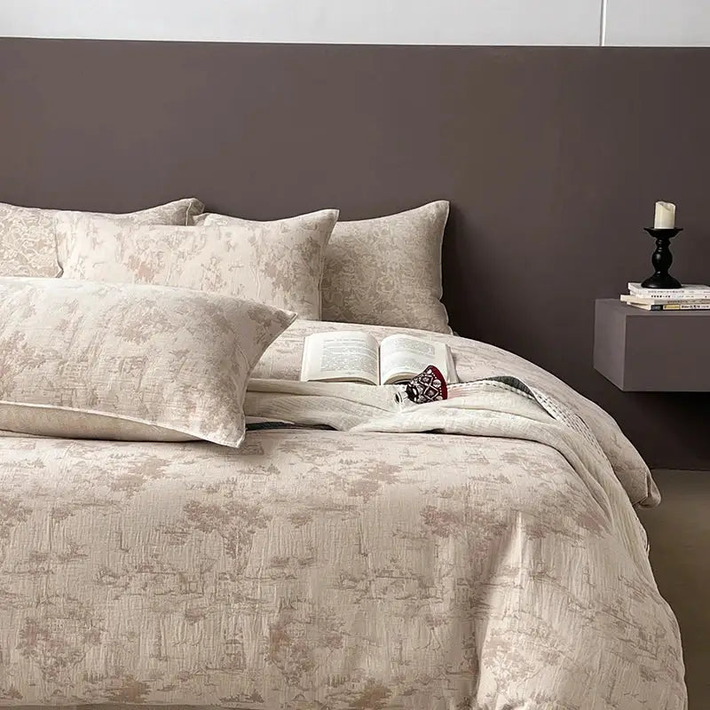 Gray Linen Jacquard Bedding