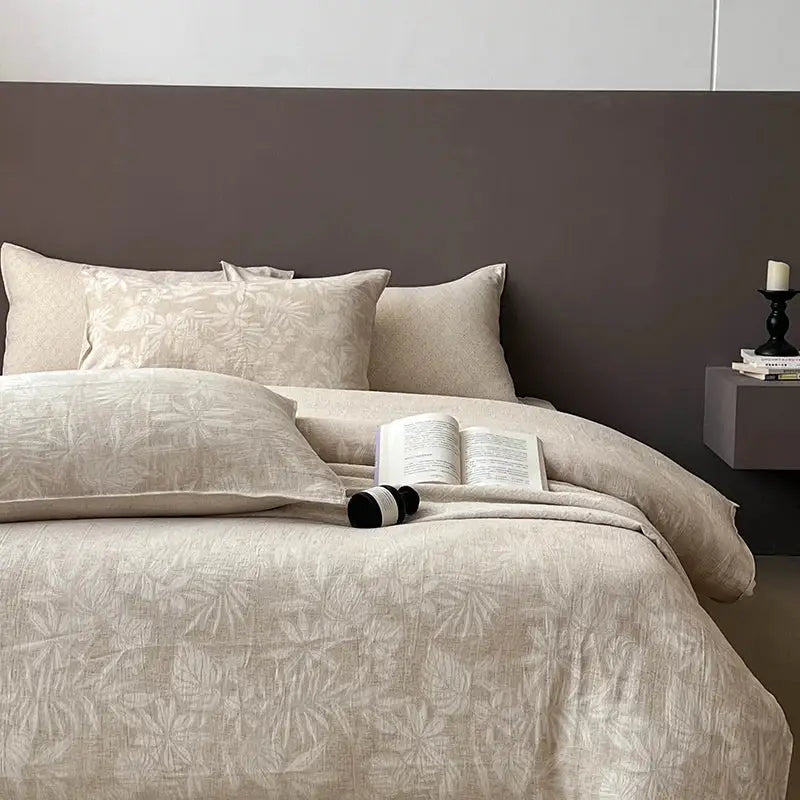 Gray Linen Jacquard Bedding