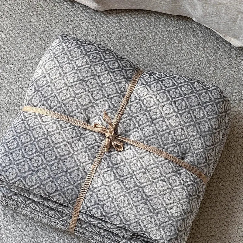 Gray Linen Jacquard Bedding