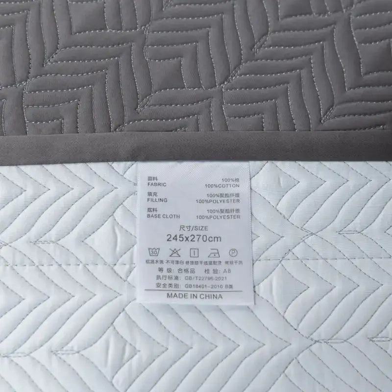 Gray Quilted Cotton Bedspread