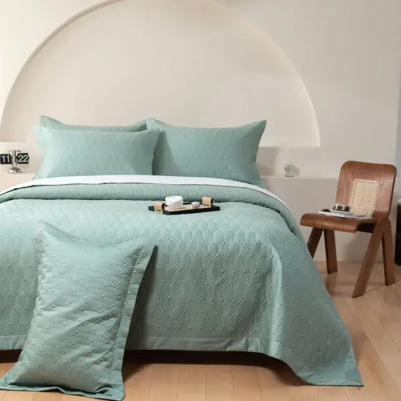 Gray Quilted Cotton Bedspread