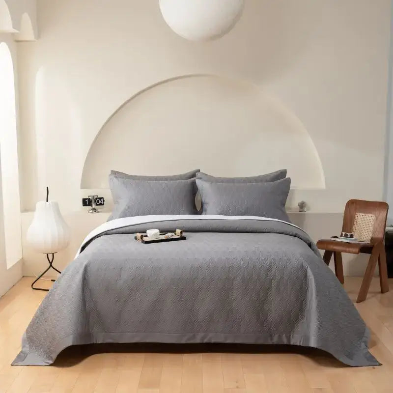 Gray Quilted Cotton Bedspread